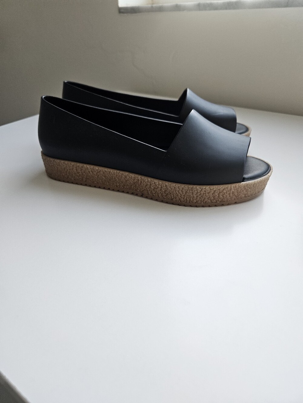 Melissa Black Open Toe Flatform PVC Shoes - Picture 2 of 13